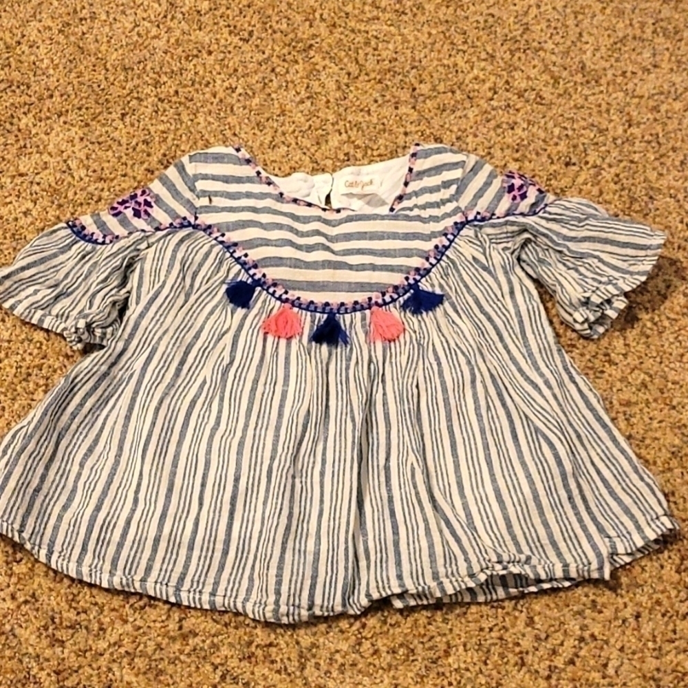 Cat & Jack embroidered striped blouse XS 4/5